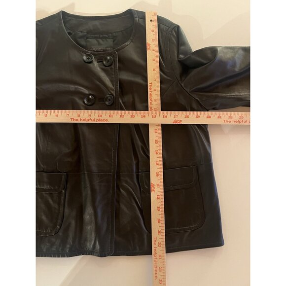 Classiques Entier Nordstrom black supple leather swing coat preppy business L - Picture 6 of 10